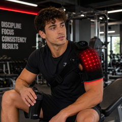 Marcus wearing the Rayvion wrap on his shoulder after training